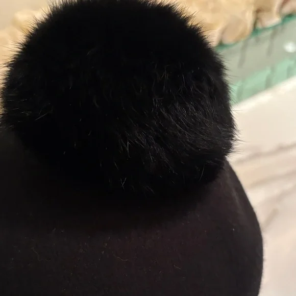 BCBGMaxAzria Black Pom-Pom Hat - Picture 2 of 4